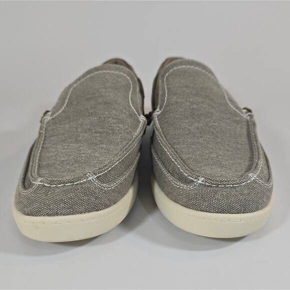 L Crown Vintage Brohm Boat Shoe Size 9 Mens Canvas Slip-on Taupe Tan Grey Preppy - Picture 3 of 9